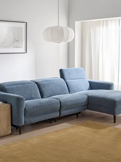 John Lewis Glide RHF Chaise End Recliner Sofa, Navy Chenille - view 2, Navy Chenille