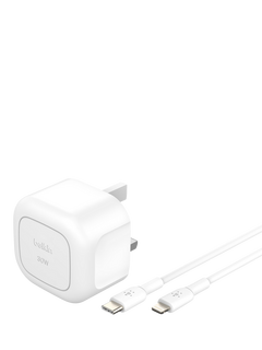 Belkin BoostCharge Compact 30W USB-C Wall Charger & USB-C to Lightning Cable, 1m, White