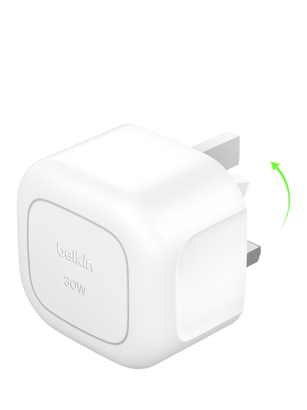 Belkin BoostCharge Compact USB-C Wall Charger, 30W, White, White