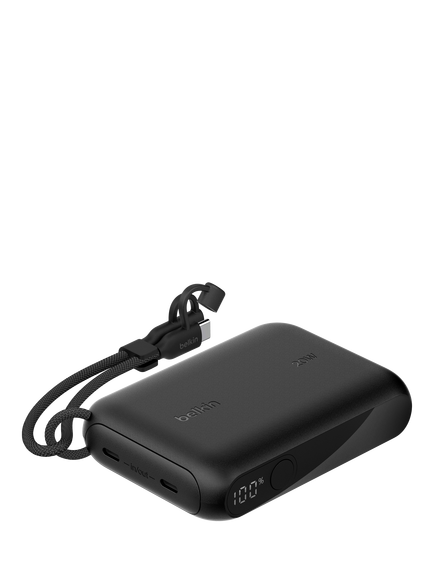 Belkin 20W USB-C Portable Power Bank with Display, 10K, Black, Black