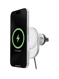 Belkin BoostCharge Pro Magnetic Wireless Car Charger with Qi2, 15W, White, White