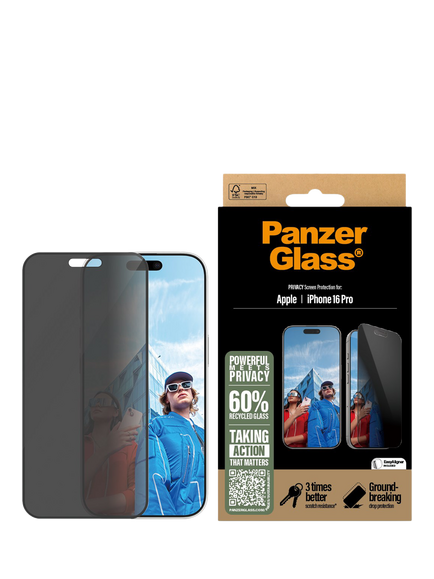 PanzerGlass Ultra-Wide Fit Privacy Screen Protector for iPhone 16 Pro - view 2, Clear