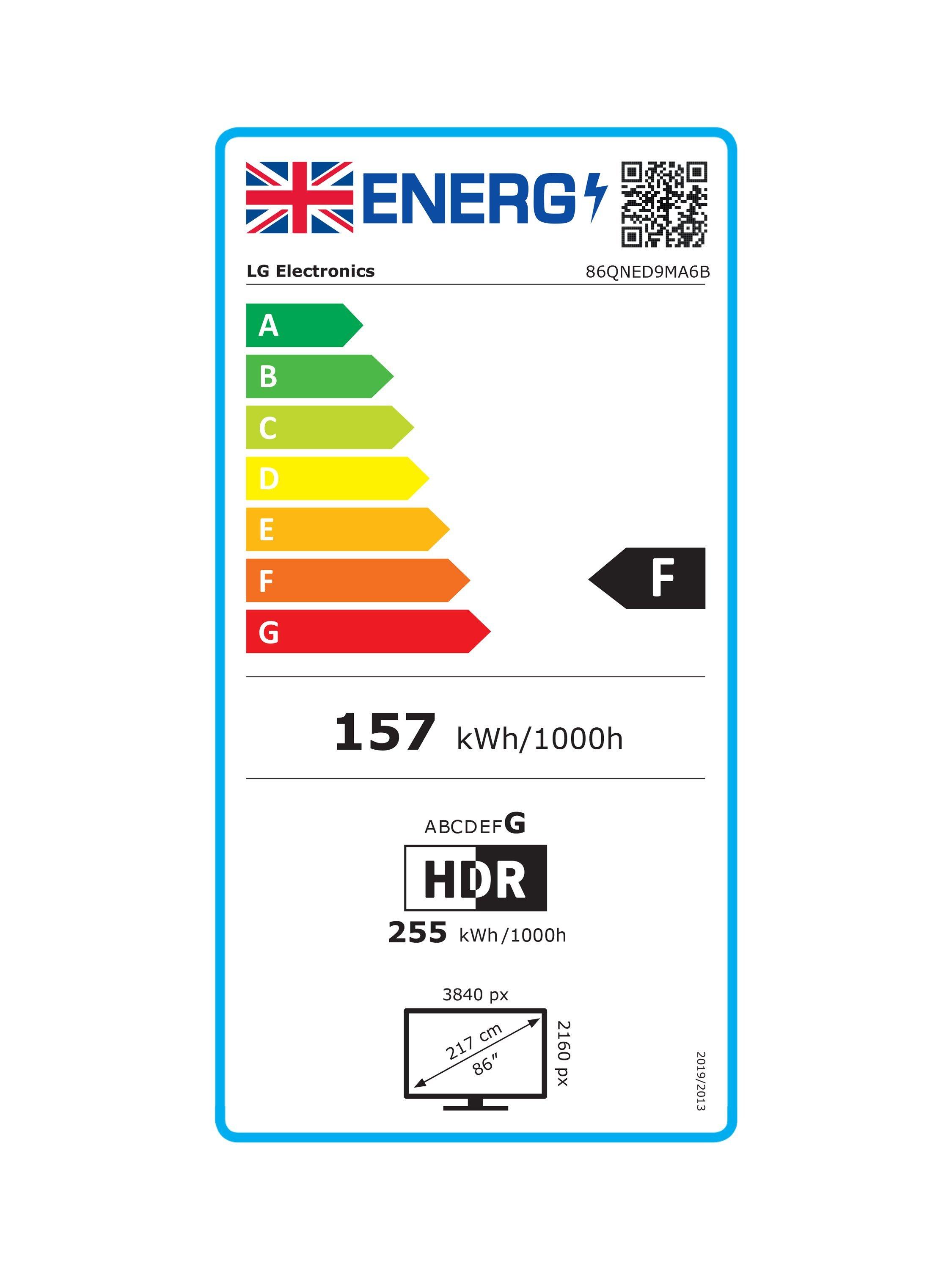 This item is rated F for energy efficiency on a scale from A (most efficient) to G (least efficient).