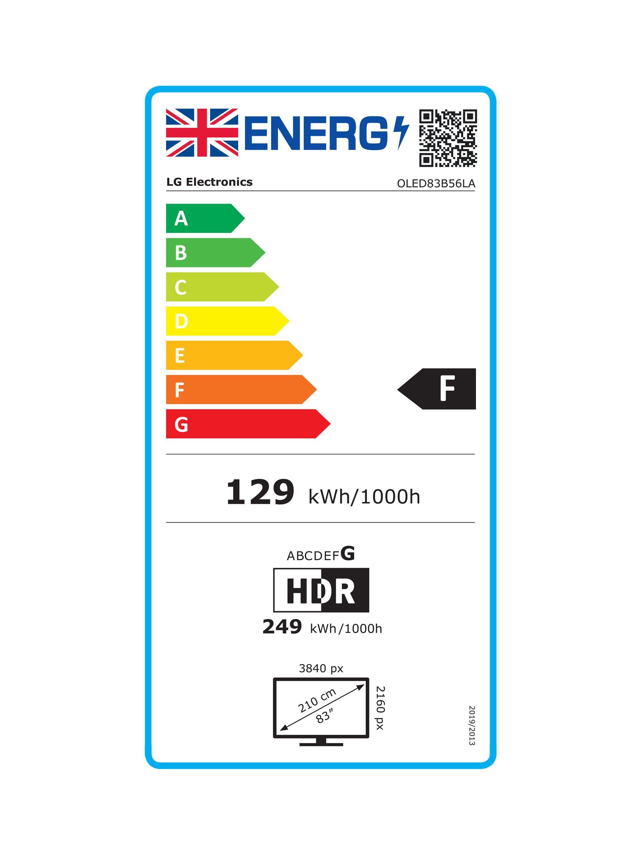 This item is rated F for energy efficiency on a scale from A (most efficient) to G (least efficient).