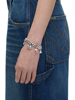 Marc Jacobs Icons Logo Bracelet, Silver - view 2, Antique Silver