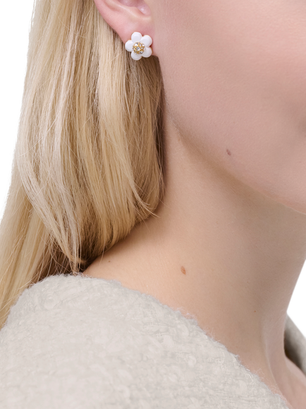 Marc Jacobs Daisy Stud Earrings, Gold/White - view 2, Gold/White