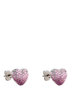 Marc Jacobs Crystal Heart Stud Earrings, Silver/Rose, Silver/Rose