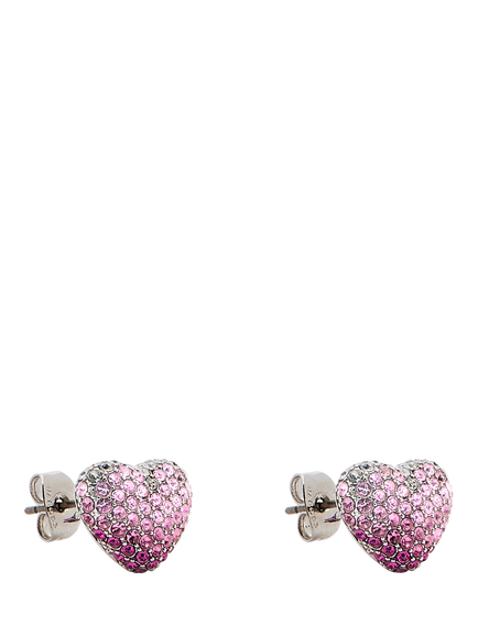 Marc Jacobs Crystal Heart Stud Earrings, Silver/Rose, Silver/Rose