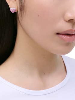 Marc Jacobs Crystal Heart Stud Earrings, Silver/Rose - view 2, Silver/Rose