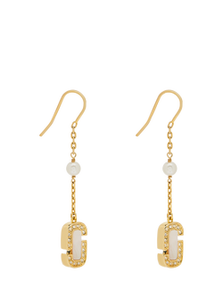Marc Jacobs Luxe Pearl Drop Earrings, Gold/Crystal, Gold/Crystal