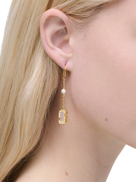 Marc Jacobs Luxe Pearl Drop Earrings, Gold/Crystal - view 2, Gold/Crystal