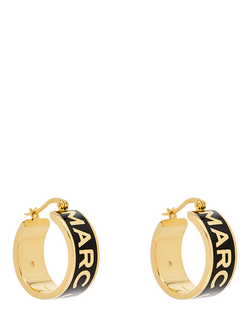 Marc Jacobs Enamel Logo Hoop Earrings, Gold/Black