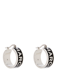 Marc Jacobs Enamel Logo Hoop Earrings, Silver/Black