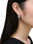 Marc Jacobs Enamel Logo Hoop Earrings, Silver/Black