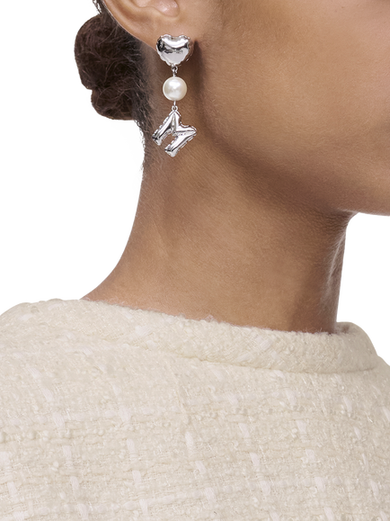 Marc Jacobs M J Balloon Earrings, Silver - view 2, Antique Silver