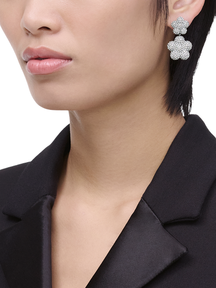 Marc Jacobs Pave Puff Daisy Stud Drop Earrings, Silver - view 2, Silver/Crystal