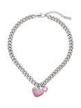 Marc Jacobs Chunky Heart Charm Necklace, Silver/Rose