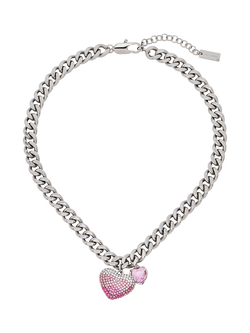 Marc Jacobs Chunky Heart Charm Necklace, Silver/Rose, Silver/Rose