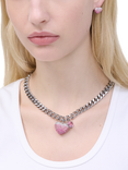 Marc Jacobs Chunky Heart Charm Necklace, Silver/Rose