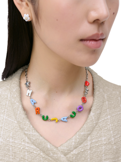 Marc Jacobs Balloon Logo Necklace, Silver/Multi - view 2, Silver Multi