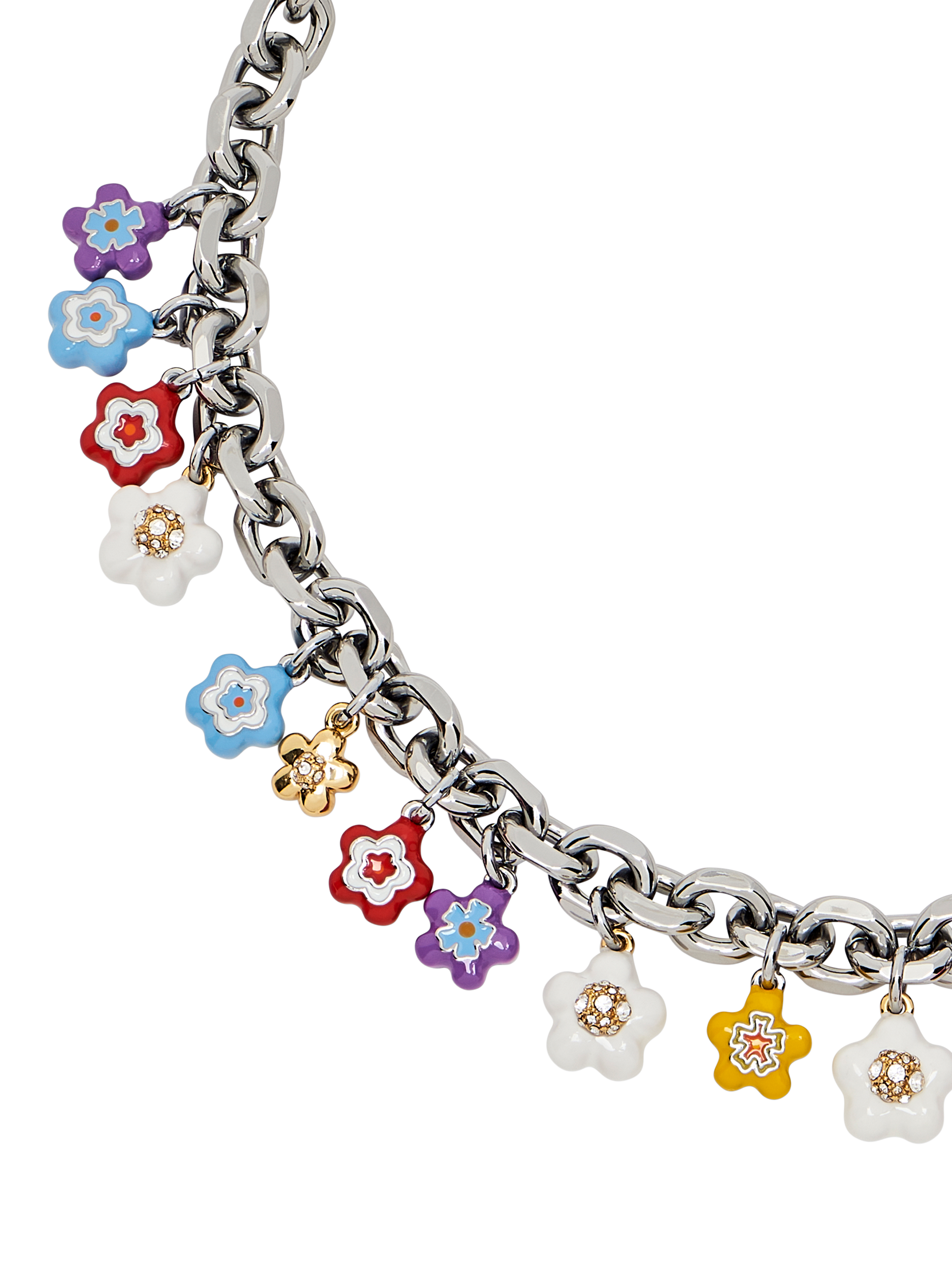 Product image 4 of 4, which shows Marc Jacobs Enamel Daisy Charm Necklace, Silver/Multi