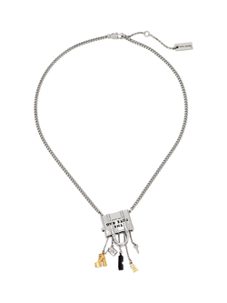 Marc Jacobs Enamel Tote Bag Charm Necklace, Gold/Silver, Gold/Silver
