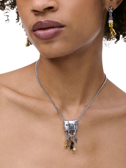 Marc Jacobs Enamel Tote Bag Charm Necklace, Gold/Silver - view 2, Gold/Silver