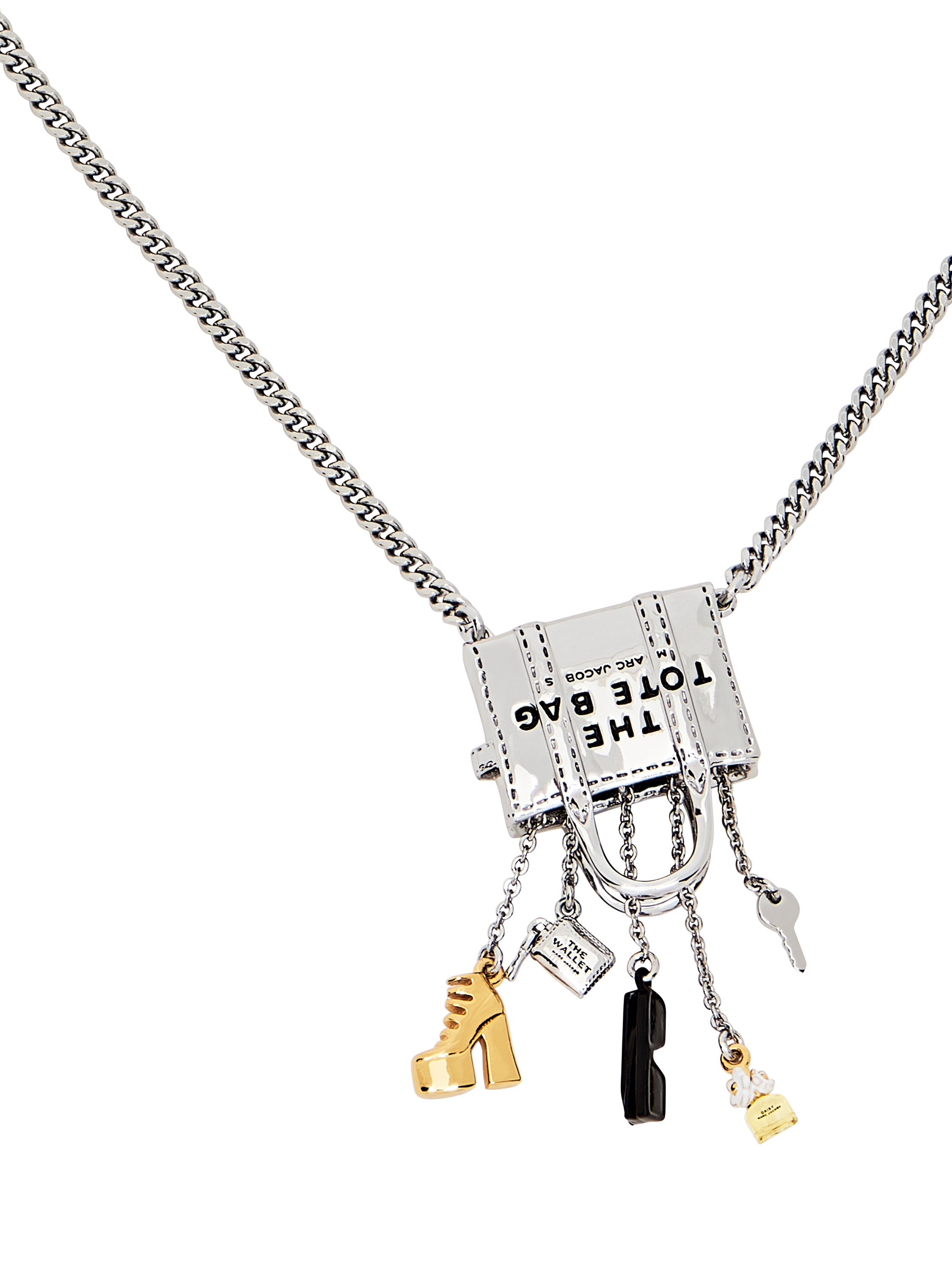 Product image 4 of 4, which shows Marc Jacobs Enamel Tote Bag Charm Necklace, Gold/Silver