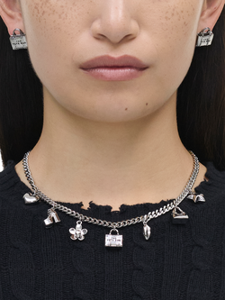 Marc Jacobs Mini Icon Charm Necklace, Silver - view 2, Antique Silver