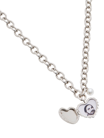 Marc Jacobs Heart Balloon Locket Necklace, Silver, Antique Silver