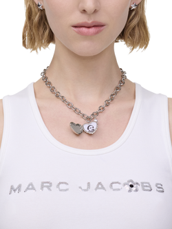 Marc Jacobs Heart Balloon Locket Necklace, Silver - view 2, Antique Silver