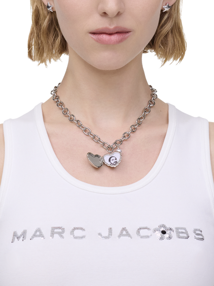 Marc Jacobs Heart Balloon Locket Necklace, Silver - view 2, Antique Silver