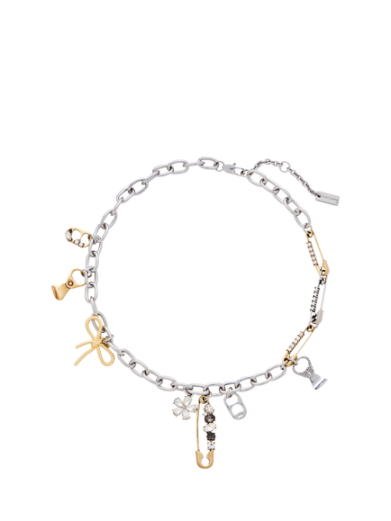 Marc Jacobs Punk Charm Necklace, Silver/Gold, Gold/Silver