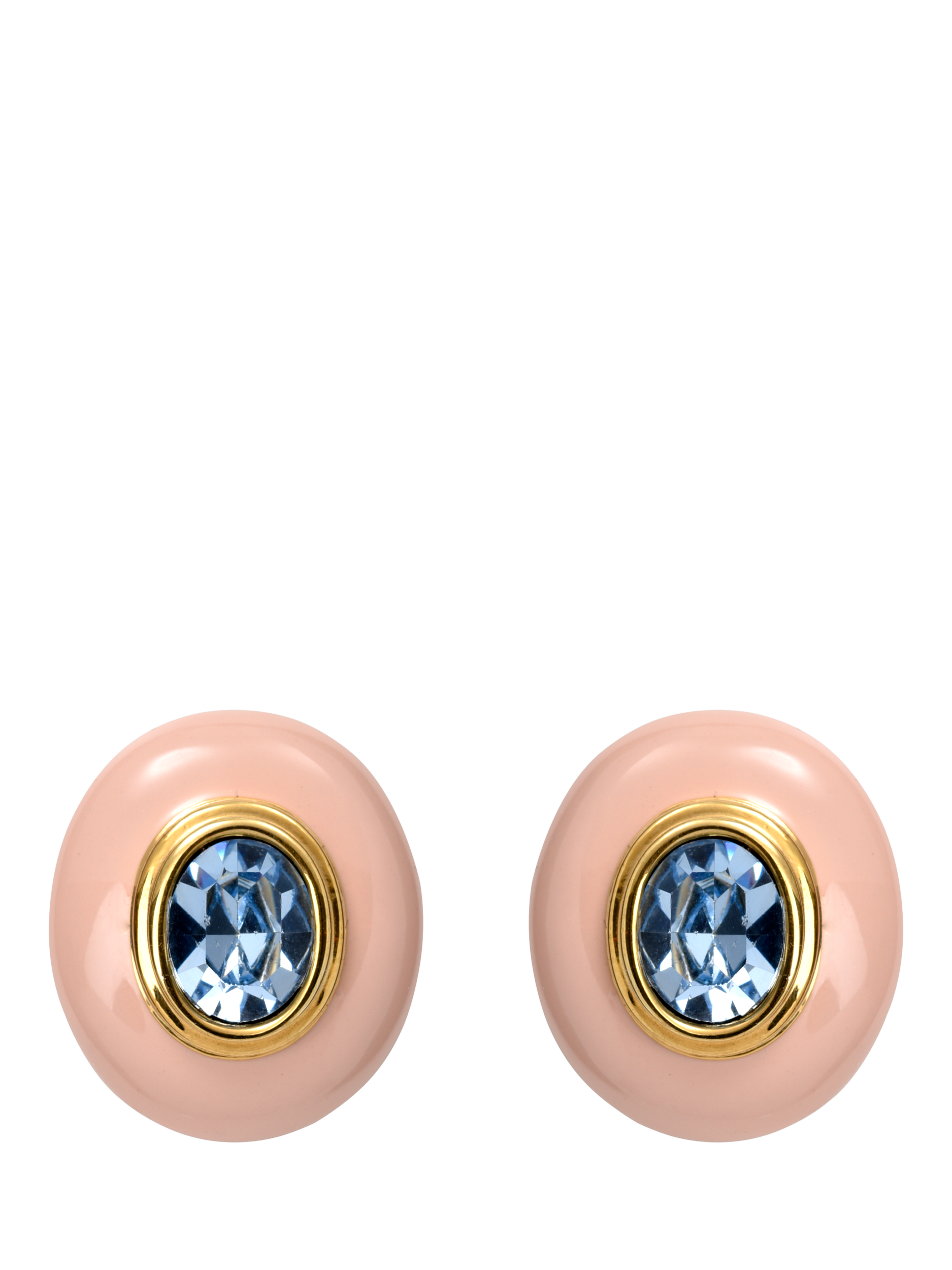 Product image 1 of 3, which shows Eclectica Pre-Loved Refound Rhinestone and Enamel Pierced Earrings, Dated Circa 1980s