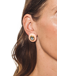 Eclectica Pre-Loved Refound Rhinestone and Enamel Pierced Earrings, Dated Circa 1980s