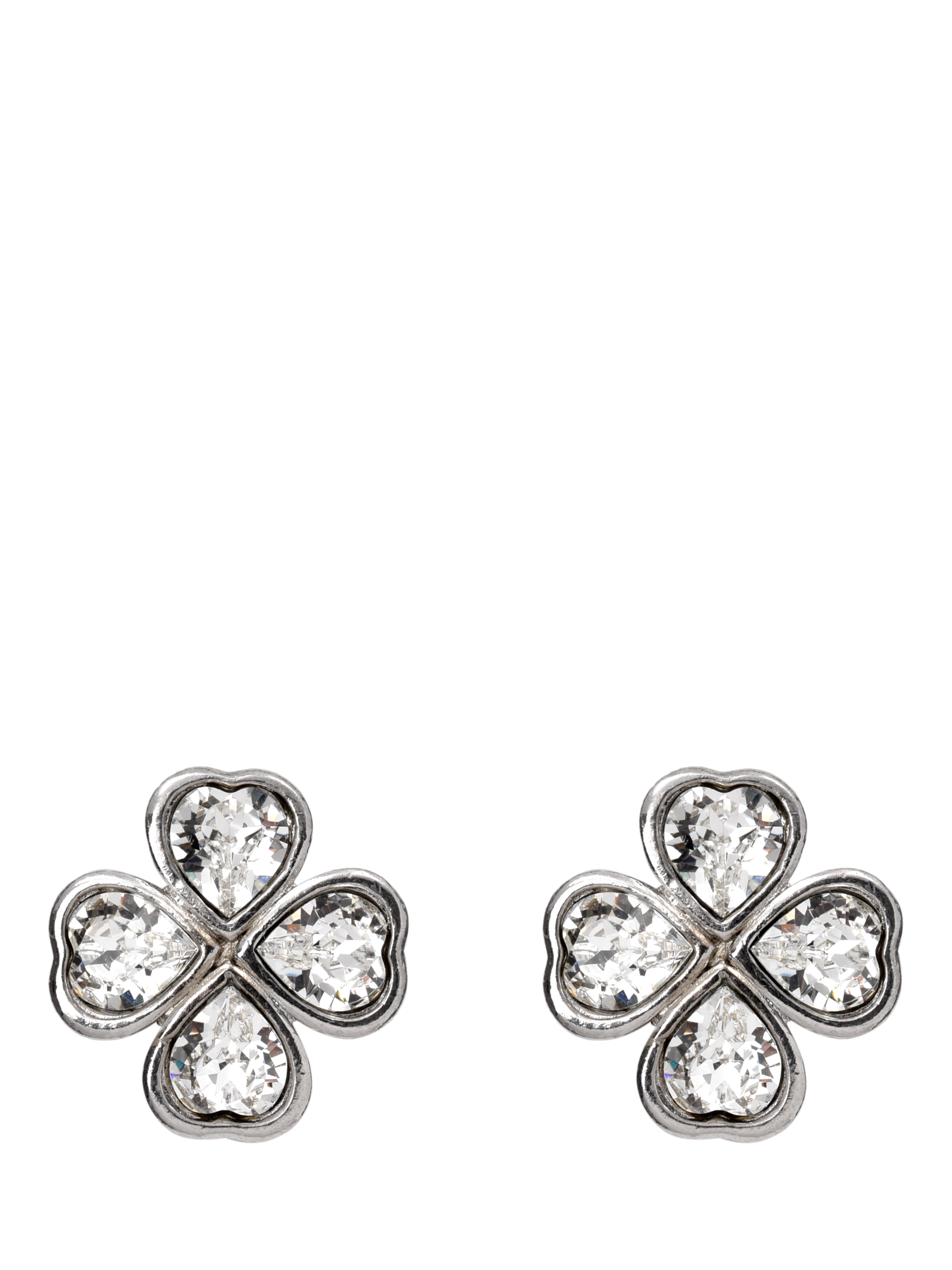 Product image 1 of 3, which shows Eclectica Pre-Loved Refound Vintage Clover Clip Earrings, Silver