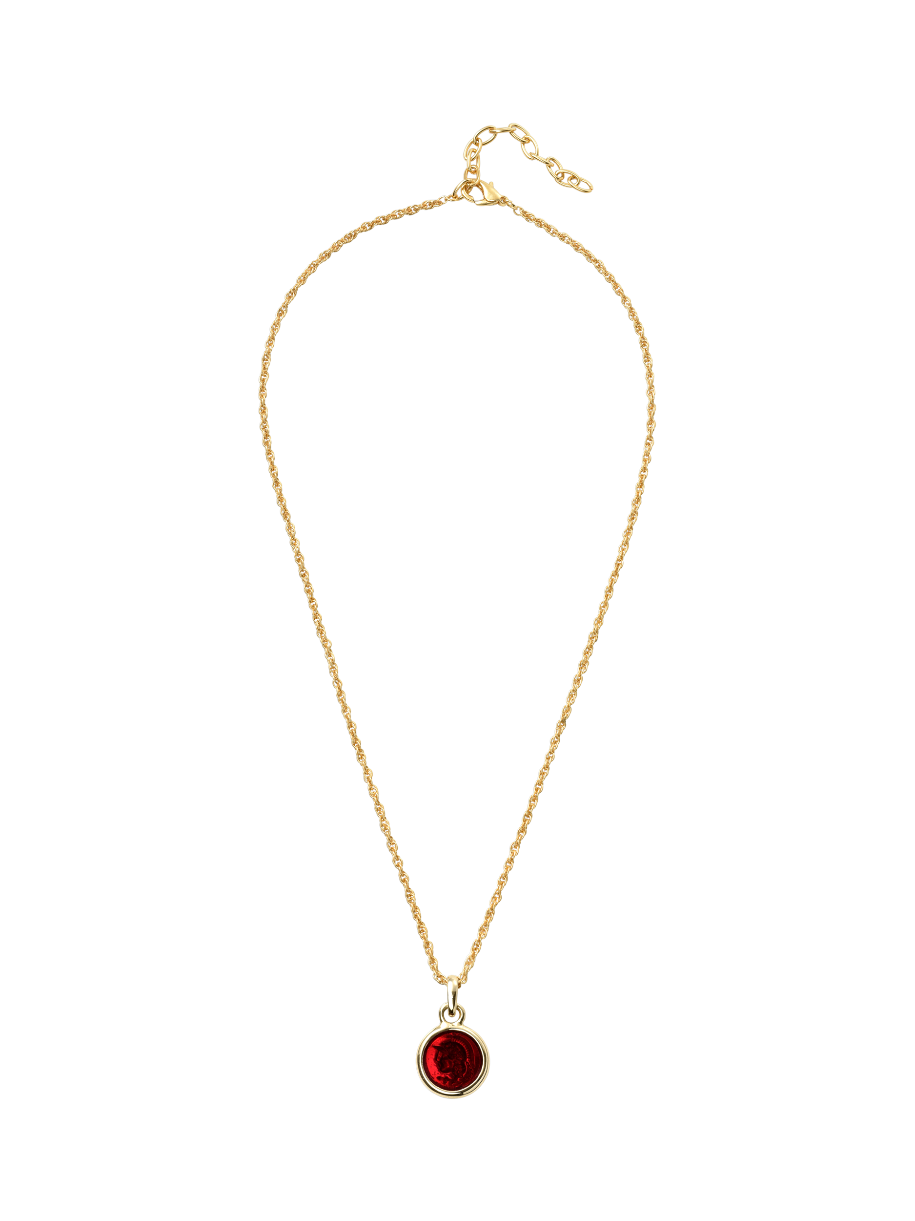 Product image 2 of 2, which shows Eclectica Pre-Loved Refound Enamel Centurian's Head Disc Pendant, Gold
