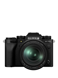 Fujifilm X-T5 Compact System Camera with XF 16-80mm IS Lens, 6K/4K Ultra HD, 40.2MP, Wi-Fi, Bluetooth, OLED EVF, 3” Vari-angle LCD Touch Screen, Silver, Black