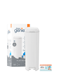 Diaper Genie Platinum Bin, White, White