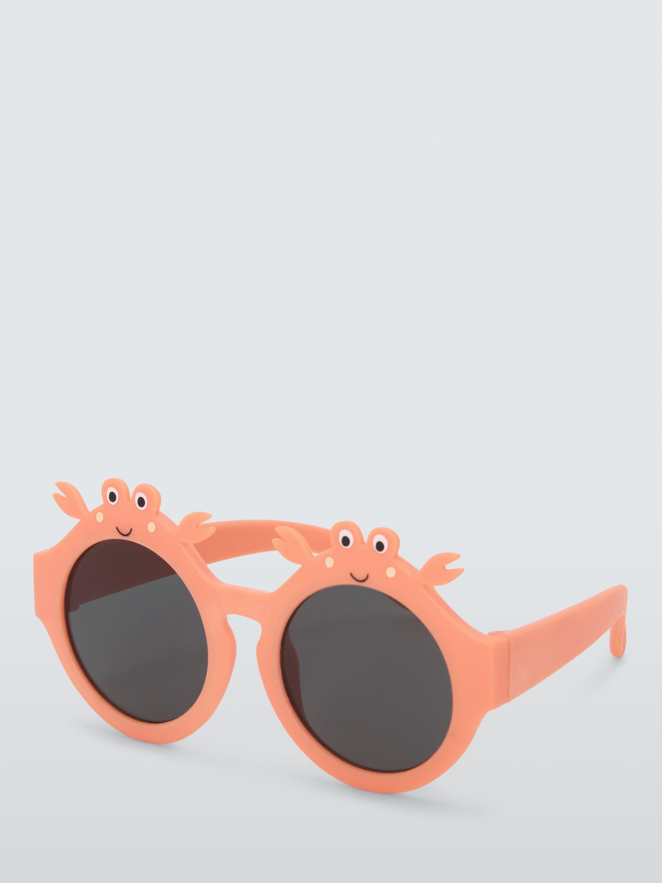 Product image 1 of 4, which shows John Lewis Baby Crab Round Sunglasses, Peach