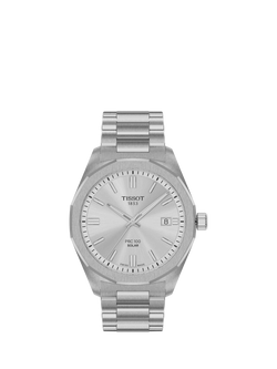 Tissot T1514221103100 PRC100 Solar Men's Bracelet Strap Watch, Silver, Silver