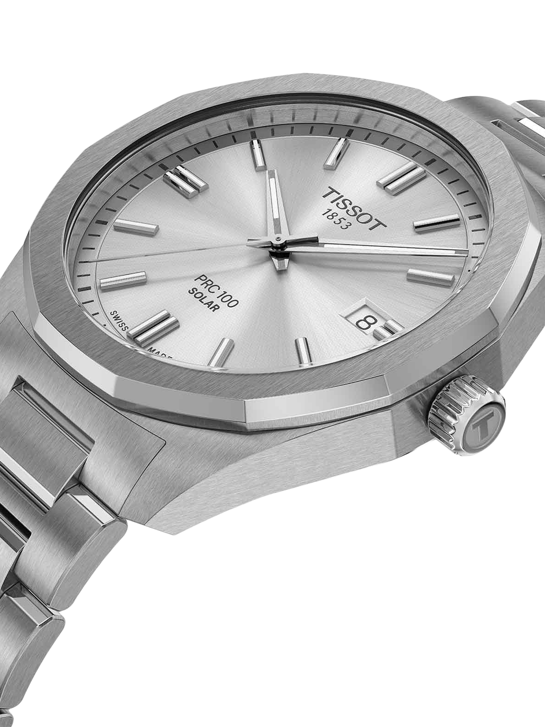 Product image 2 of 5, which shows Tissot T1514221103100 PRC100 Solar Men's Bracelet Strap Watch, Silver