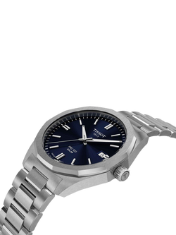 Tissot T1514221104100 PRC100 Solar Men's Bracelet Strap Watch, Black/Silver - view 2, Blue