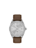 Tissot T1514221603100 PRC100 Solar Men's Leather Strap Watch, Silver