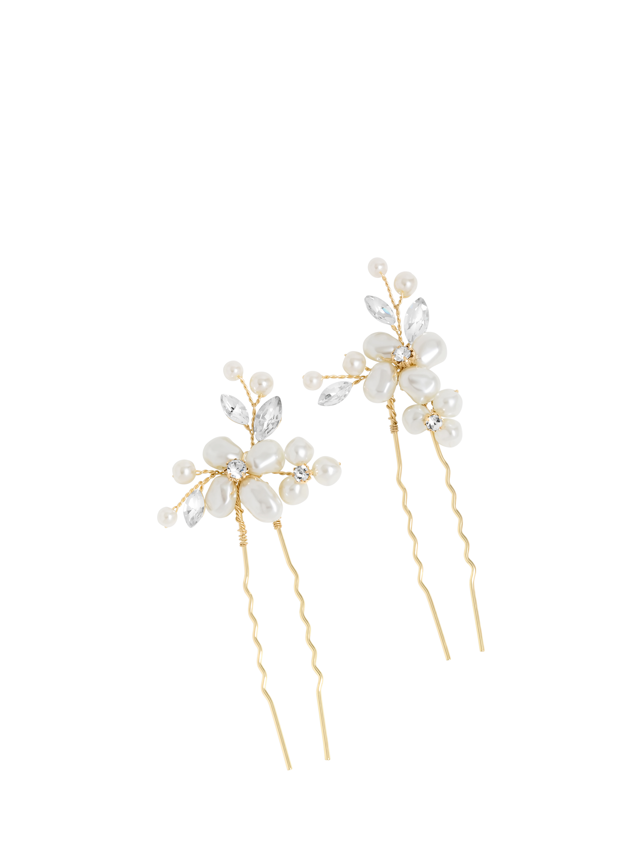 Product image 1 of 4, which shows Jon Richard Mother of Pearl Floral Hair Pins, Set of 2