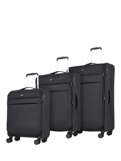 Rock Harper 8-Wheel Soft Shell Suitcase, Set of 3, Black
