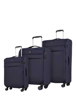 Rock Harper 8-Wheel Soft Shell Suitcase, Set of 3, Navy