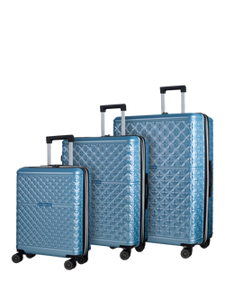 Rock Maya 8-Wheel Hard Shell Suitcase, Set of 3, Blue