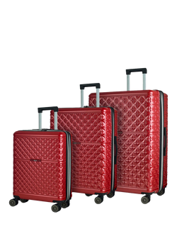 Rock Maya 8-Wheel Hard Shell Suitcase, Set of 3, Red