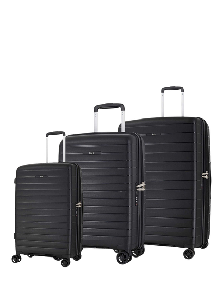 Rock Palma 4-Wheel Suitcase Set, 3 Piece, Black